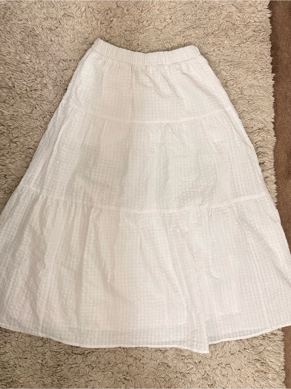 Old Navy Cotton Blend White Tiered Maxi Skirt